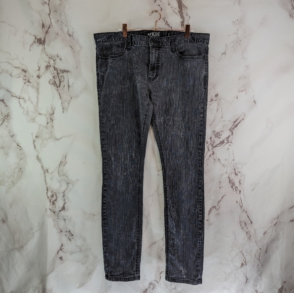 Rude Jeans Mens 36 x 30 Gray Black Super Skinny Denim Acid Wash - Picture 1 of 12